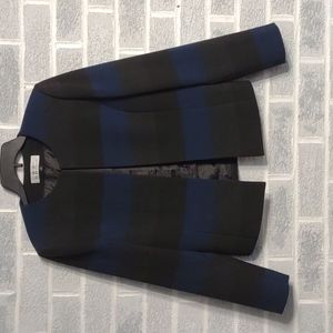 Tahari Women's Black, Blue & Grey Striped Blazer w/ Structured Shoulders Size 8